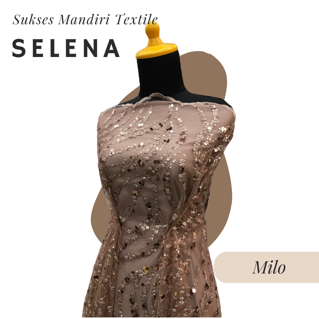 [SELENA] Tile Payet Sequin Mewah Warna Milo Coklat Brown Choco Mocha | Harga ½ meter = 50 cm (Bahan 