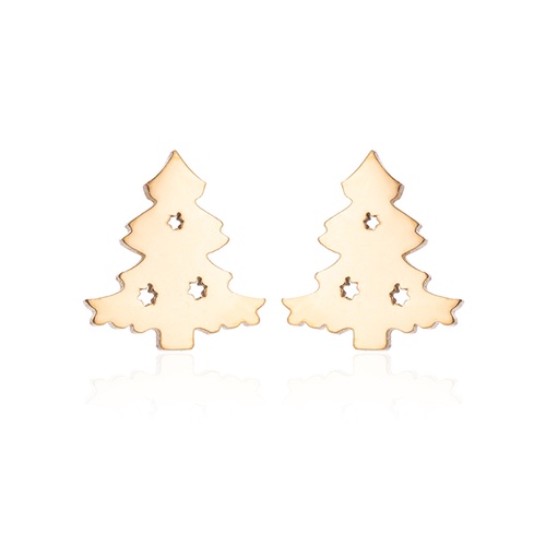 LRC Anting Tusuk Fashion Stainless Steel Christmas Tree Earrings Q37195