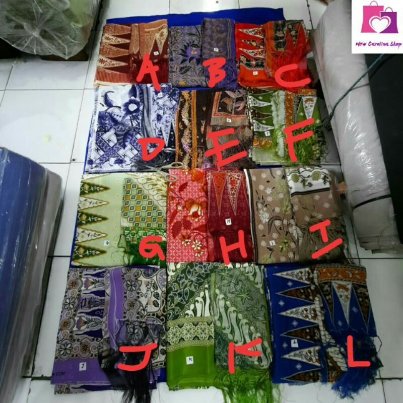 Set kain sarung tumpal kebaya + selendang rumbai 2in1 (A-L)