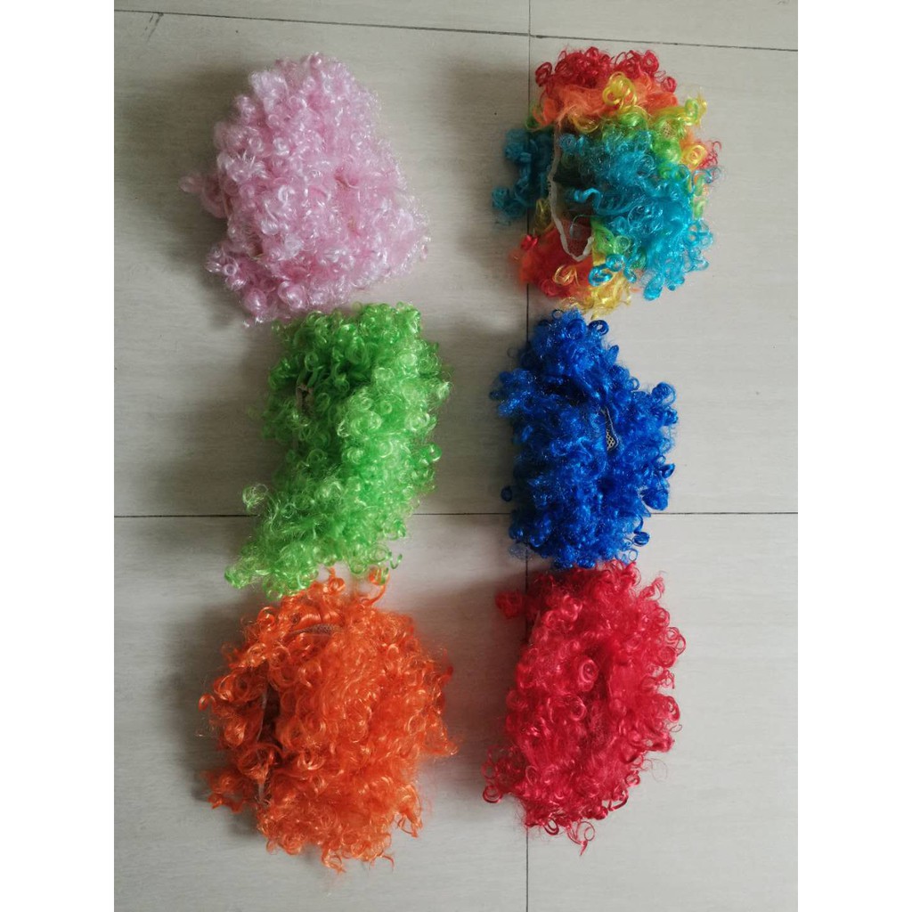 Party Warna Warni Rambut Palsu keribo / Wig Kribo keriting/ Wig Badut Badut / Wig Cosplay Costplay