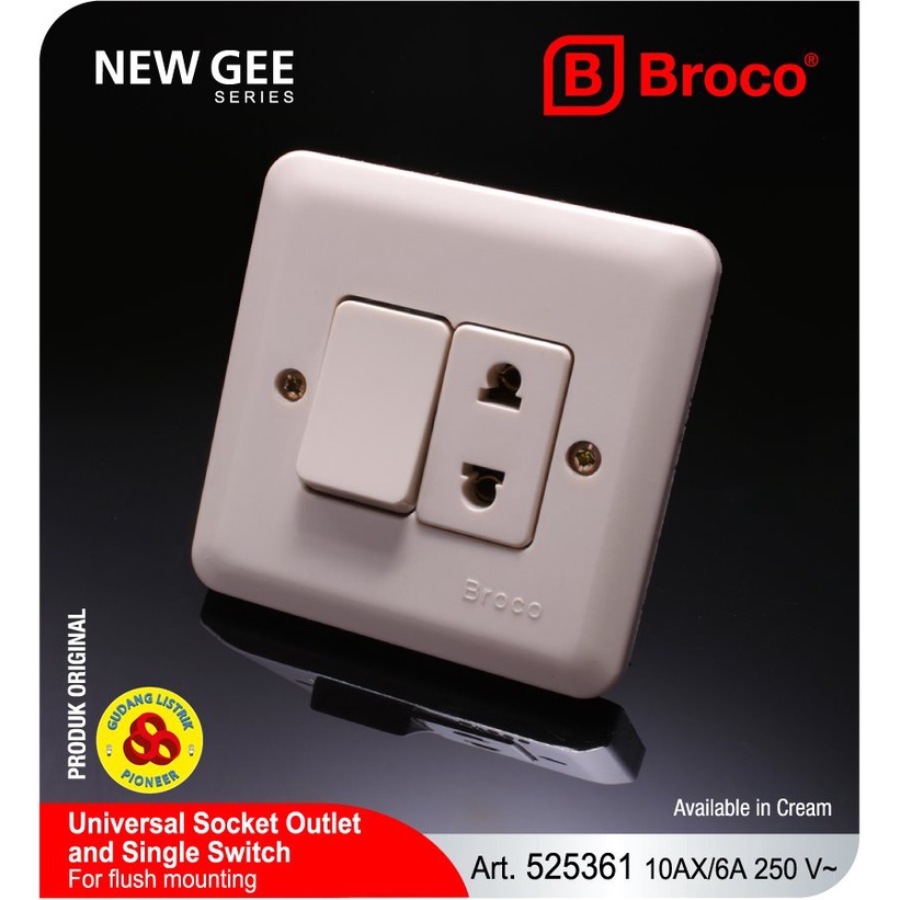 SWITCH DAN STOP KONTAK INBOW 525361 CREAM BROCO