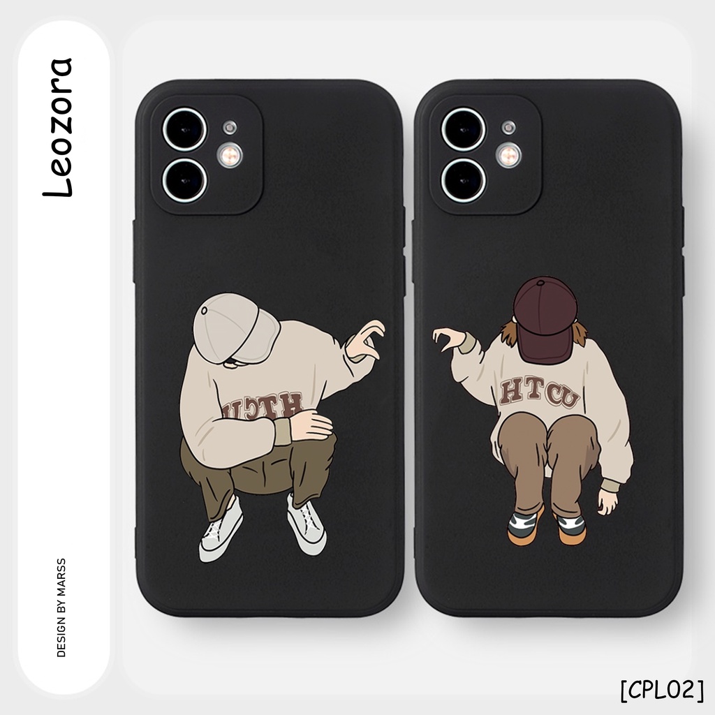 Leozora Premium Silicone Soft Case Couple Cute Aesthetic Shockproof Square Edge Phone Case hp Cover 