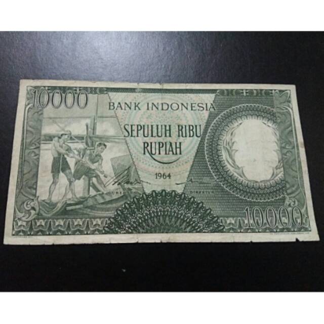 Uang 10000 pekerja hijau thn 1968 Fine