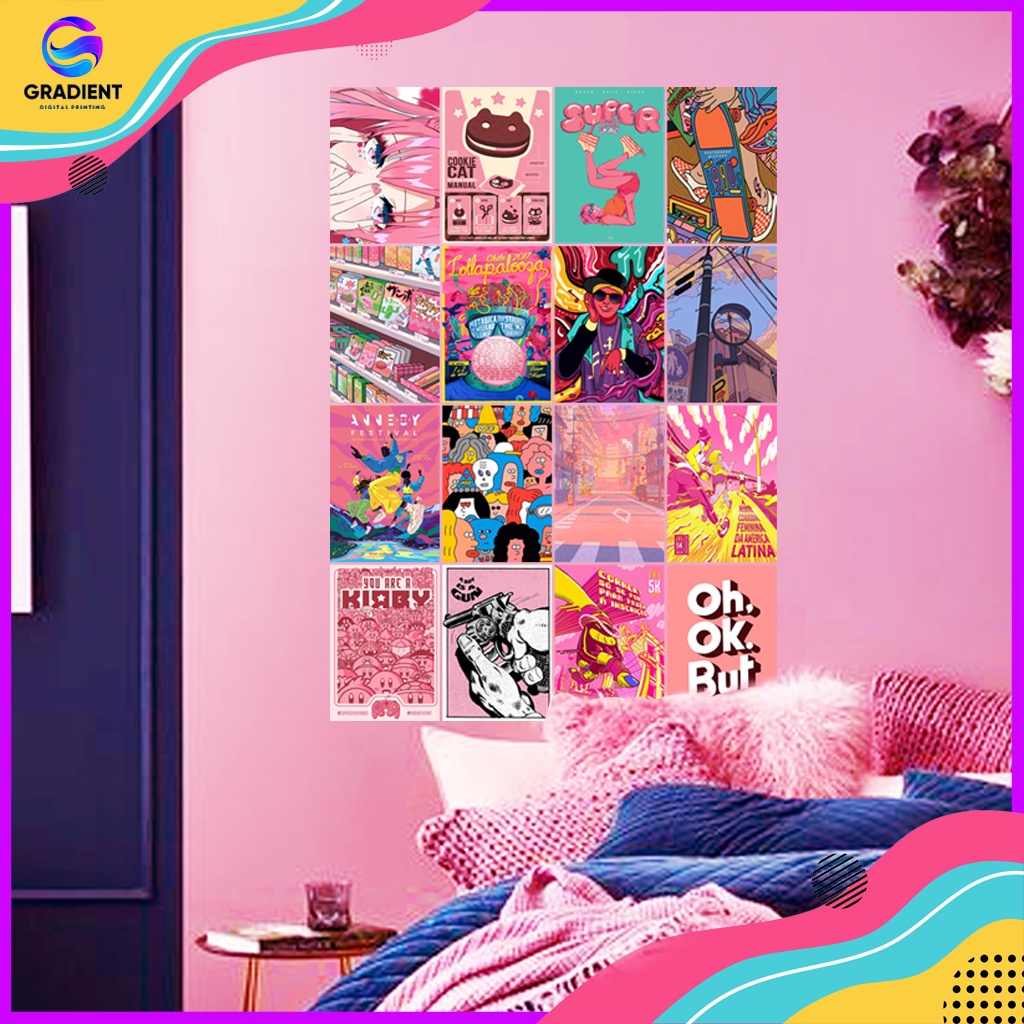 Poster / Wallpaper Dinding Kamar Aesthetic Pink