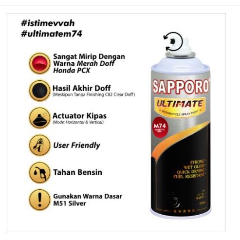 Sapporo Ultimate M74 Majestic Red / Sapporo Spray / Pilok / Pylox/Majestik Merah