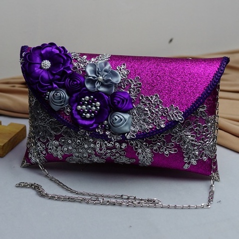 Putra Sukapura Clutch Party Cantik Pesta Wanita Full Gliter Brokat Cornelis