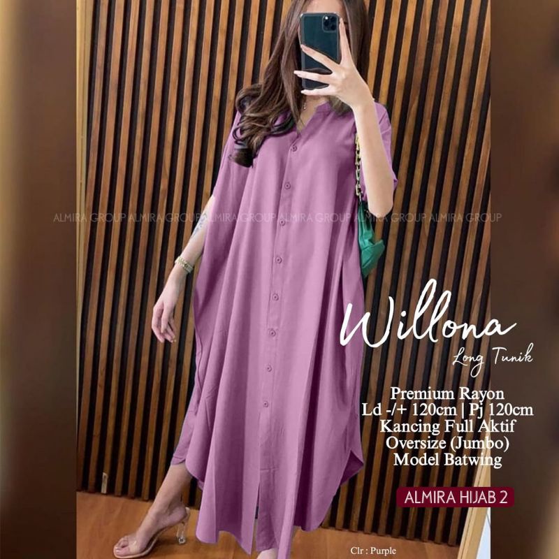 willona long tunik rayon premium/long tunik model Kelelawar/tunik fashion wanita jumbo/batwing dress