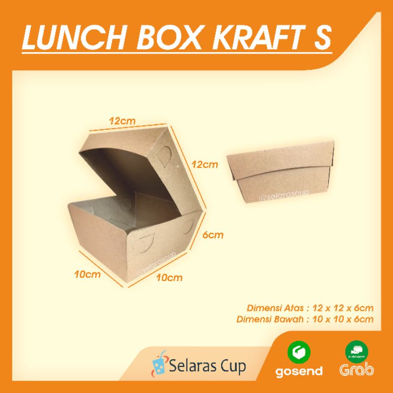 Jual Isi 50 Lunch Box Kraft Coklat Ukuran S Kotak Nasi Warna Size Kecil Dus Catering Box Makanan 6217