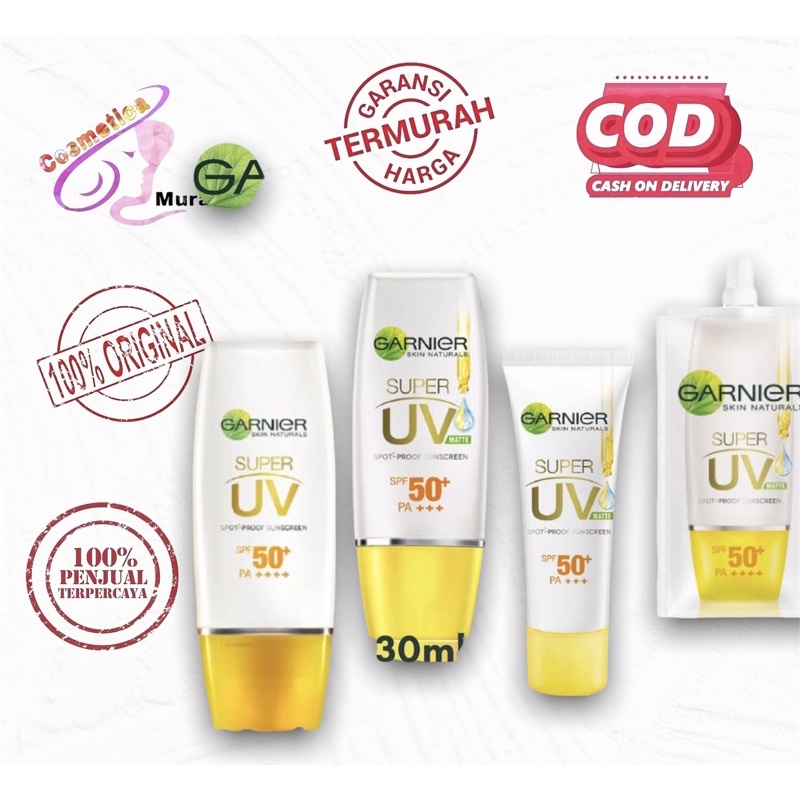 [ 30 ml / besar ] garnier super uv spf 50 pa++++ 30 ml -- garnier susncreen matte spf 50 isi 30 ml besar