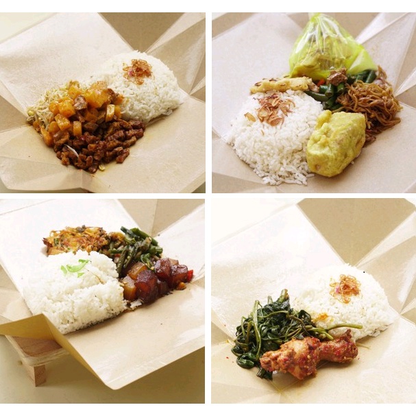 TRAY BOX DUS KOTAK HAMPERS MAKANAN NASI RAMES 15x7,5x9,7 cm PAPER KRAFT 215 gsm LAMINASI