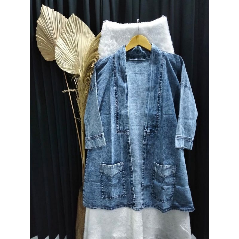 cardigan jeans Big size super jumbo kekinian bahan original jeans