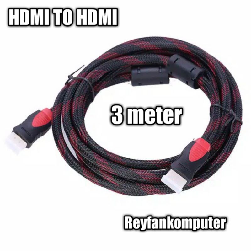 KABEL HDMI 3M SERAT JARING HDMI TO HDMI 3M VERSI 1.4 TERBARU