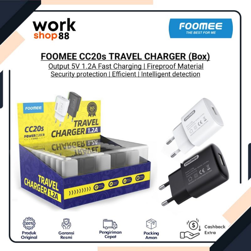 Paket Reseller Terbaru FOOMEE CC20s Charger Fast Charging ( 1 Box isi 35pcs ) - New Original Garansi