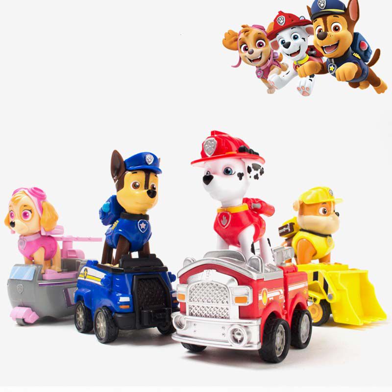 Paw Patrol Pullback Car Vehicle Building Blocks Chase Skye Rubble Figures Toys