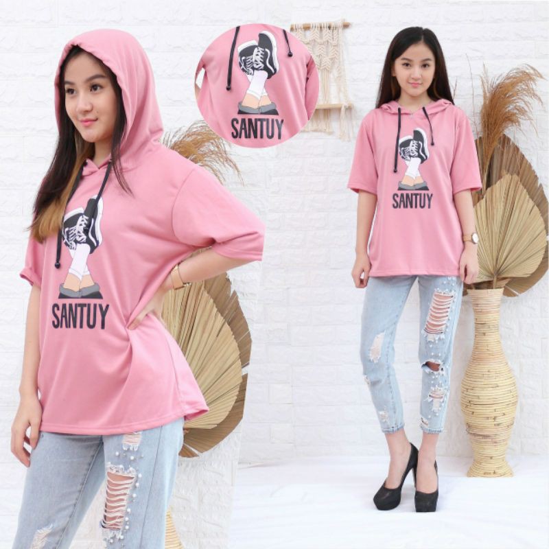 COD/ARPIOS SHOP - Hoodie SANTUY - Hoodie Lengan Pendek PRIA / WANITA / COUPLE Model Kekinian