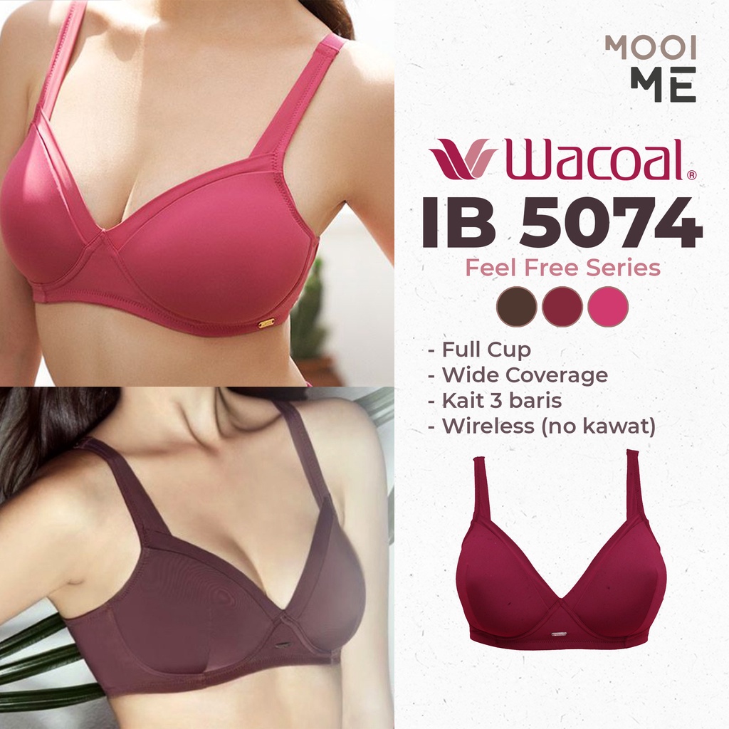 Wacoal IB 5074R1 Bra Full Cup Wireless (Tanpa Kawat) Busa Tipis Model Polos