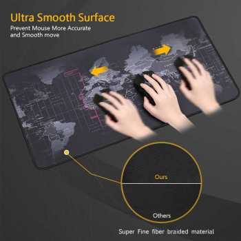 Gaming mouse pad motif peta dunia 40x80 cm anti slip ujung di jahit