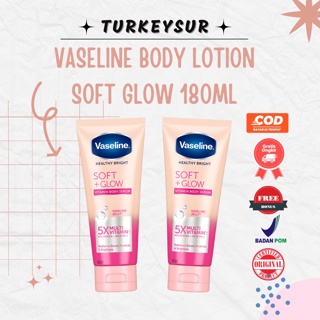 Vaseline Body Lotion Soft Glow 180 Ml Hand Body Vaselin Serum Kulit Serum Badan