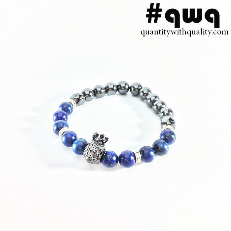 gelang cowok lion LON1 featuring lapis lazuli and hematite!