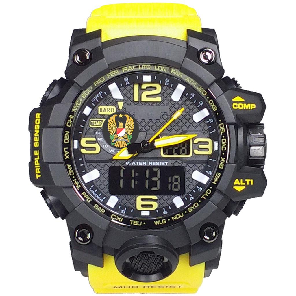 (Istimewa Bossque) Jam LOGO TNI - AD Double Time Tali Kuning (Exclusive)