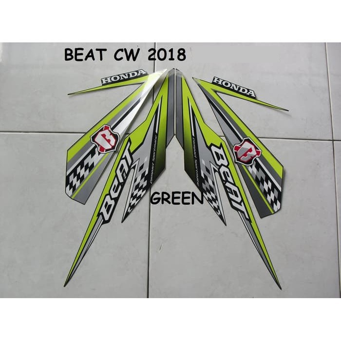 Striping Lis Stiker Motor Honda Beat CW 2018 Warna Hitam Hijau