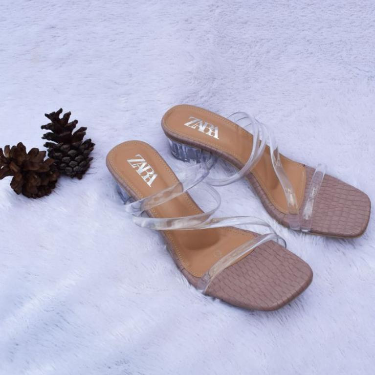 Best Seller✶➩ SENDAL ZARA HAK KACA AM01 | SENDAL HEELS | SEPATU HEELS KACA | 99