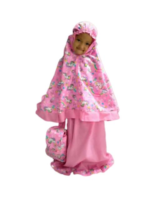 MUKENA ANAK KARAKTER  2-10TH + TAS RANSEL BAHAN KATUN CVC MIX KATUN CARINI KARAKTER LOL DAN KUDAPONY