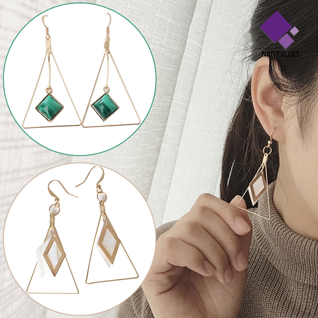 Naiveblue Anting Kait Gantung Wanita Desain Geometri Segitiga Kreatif Untuk Pesta Cocktail / Hadiah