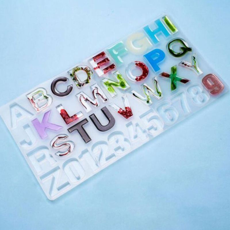 SIY  1 Set Crystal Epoxy Resin Mold Letters Number Pendants Casting Silicone Mould