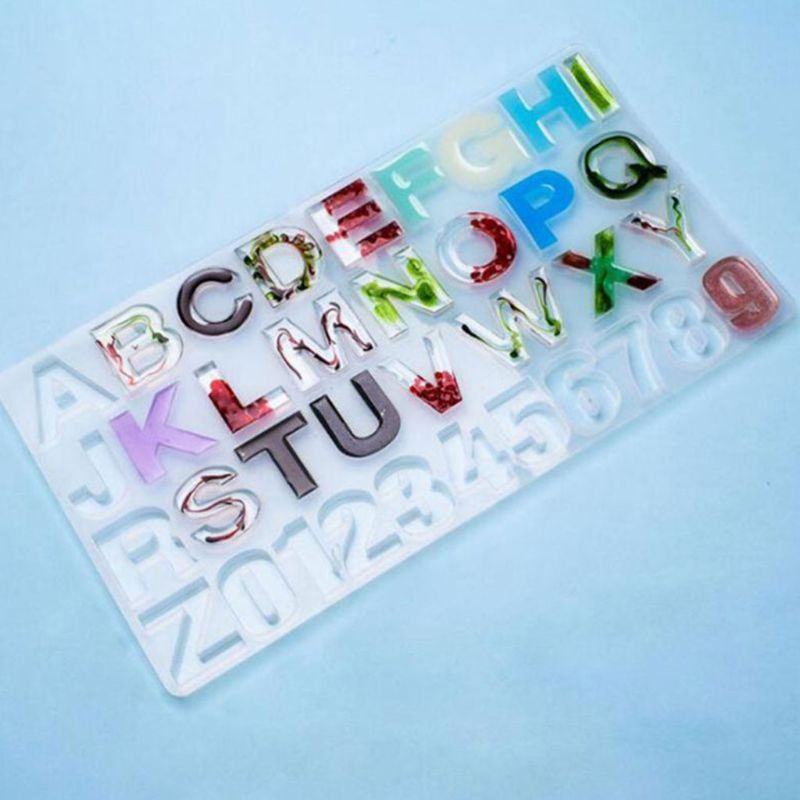 SIY  1 Set Crystal Epoxy Resin Mold Letters Number Pendants Casting Silicone Mould