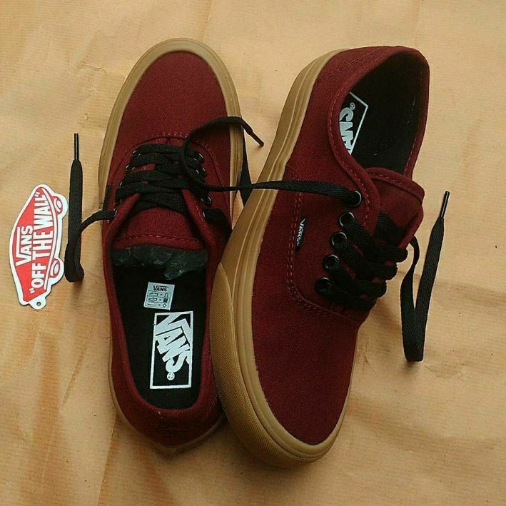 SEPATU VANS AUTHENTIC MAROON GUM 100% PREMIUM BNIB MADE IN CHINA SEPATU