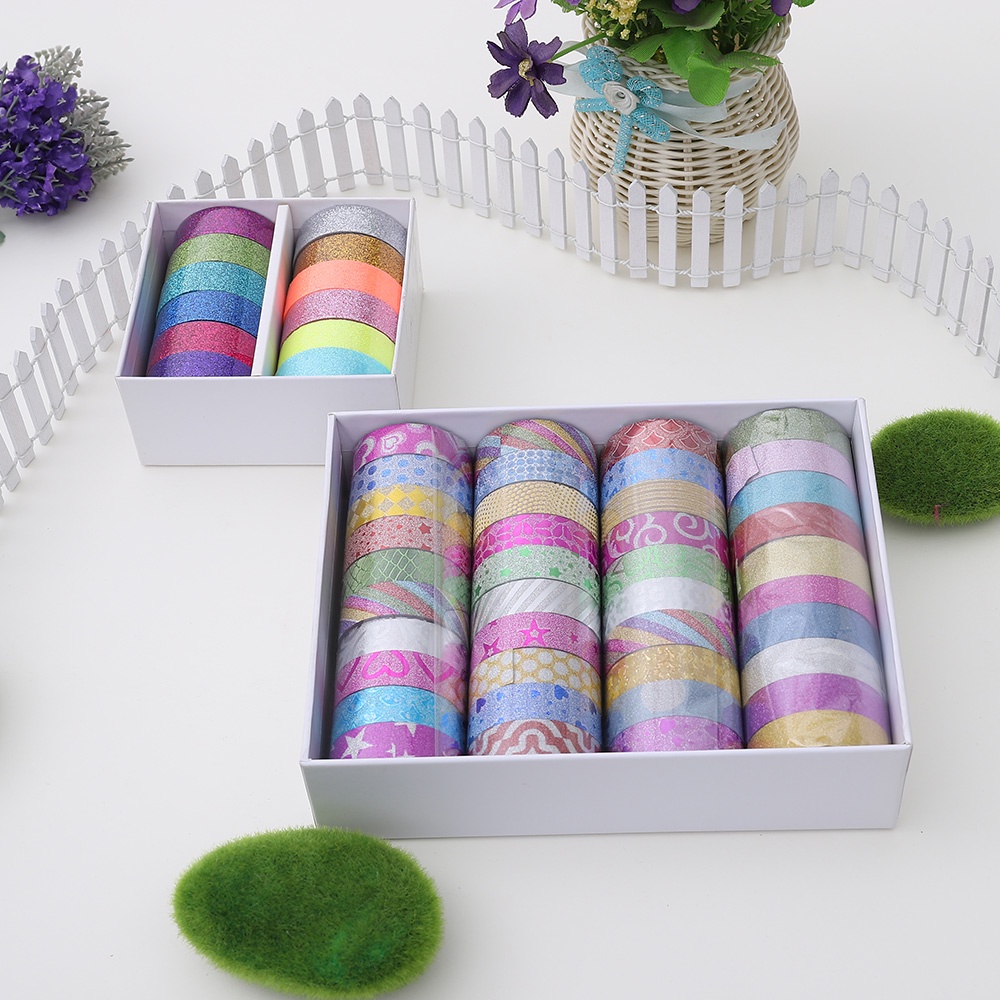 12 / 40PCS Tape Glitter Warna Pelangi Untuk Dekorasi DIY