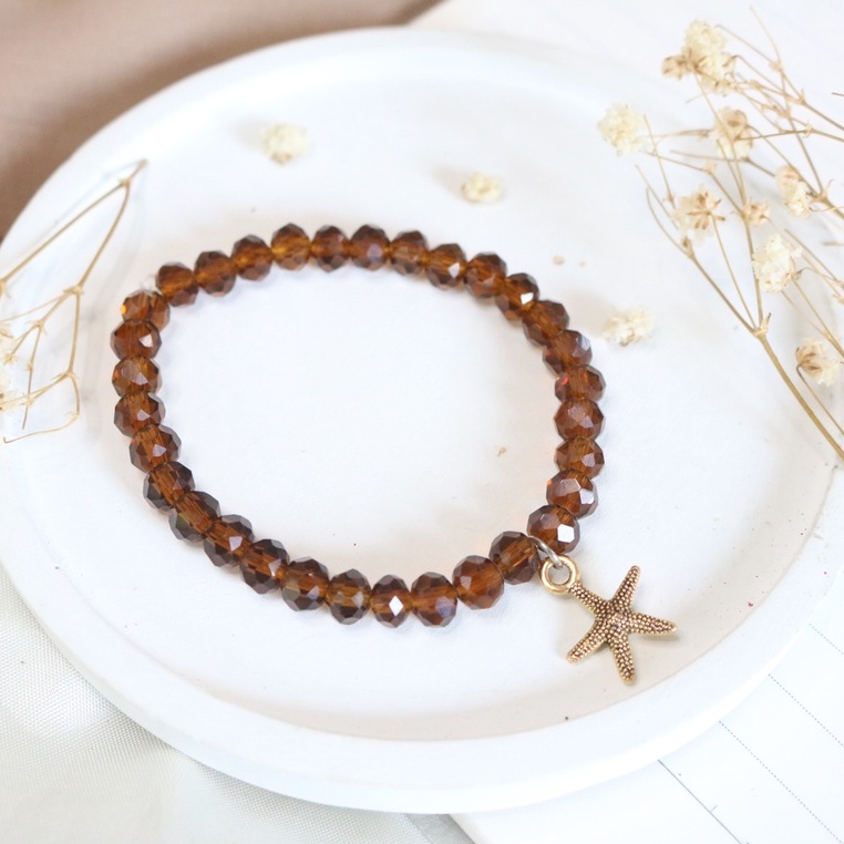 Gelang / Bracelet Light Tea / Fashion / Korea Style / Simple / Cantik / Unik / Etnik / Natural / Gelang Sahabat Persahabatan / Wanita Vintage / Biru Muda / Batu Putih / Aksesoris Asesoris / Perhiasan Unik Cantik Anggun