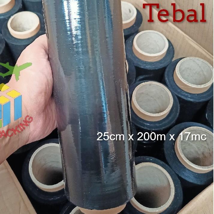

Stretch FIlm Hitam 25cm x 200m Plastik Wrapping Tebal Plastic wrap Bungkus koper Bandara Black
