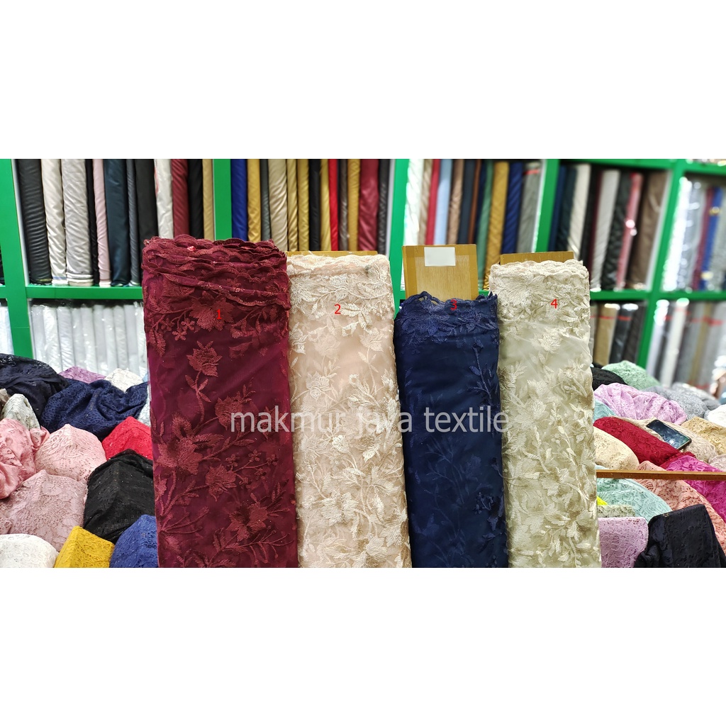 Kain tile semi 3d. kain brokat semi 3d. tulle semi 3d. kain tille tule