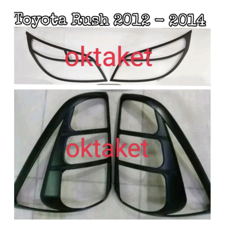 Paket Garnish lampu depan belakang Rush  Terios 2012 2013 2014 chrome &amp; Hitam