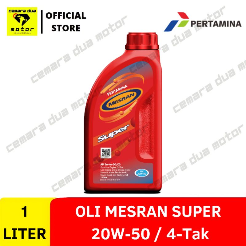 OLI PERTAMINA MESRAN SUPER 20W-50 4TAK 1 LITER OLI MOTOR OLI MOBIL OLI SPORT OLI MOTOR TUA KLASIK CL