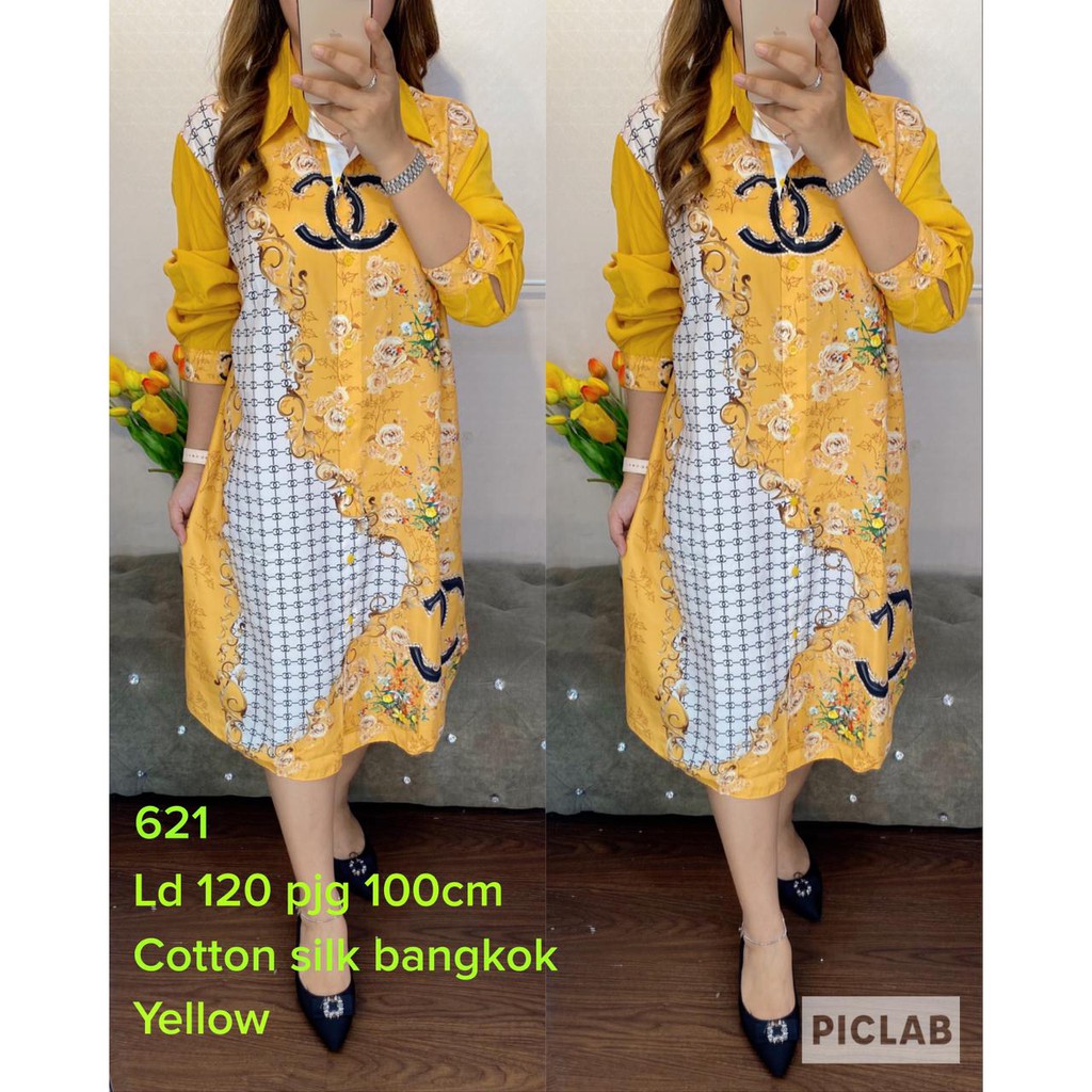 Q7534 tunik cantik jumbo bangkok import print 621 lembut