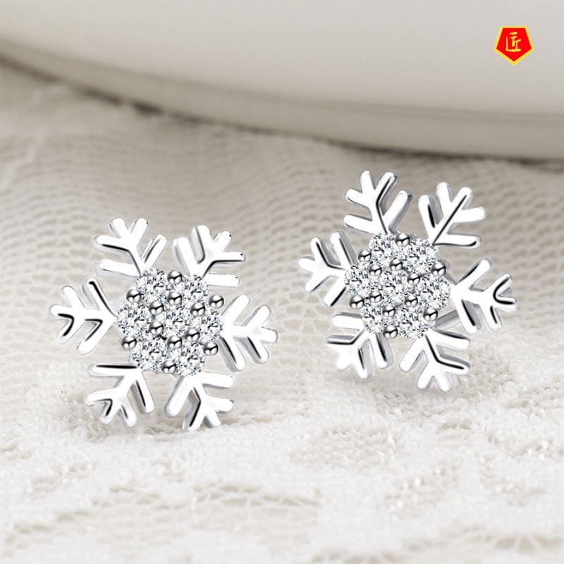[Ready Stock]S925 Silver Sweet Cute Snowflake Ear Stud