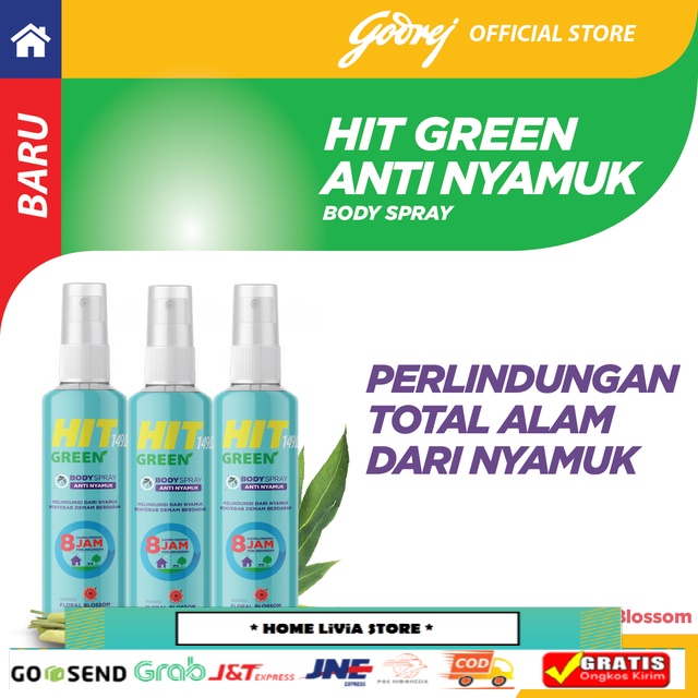 HIT Green Body Spray Floral Blossom 3 x 100 mL