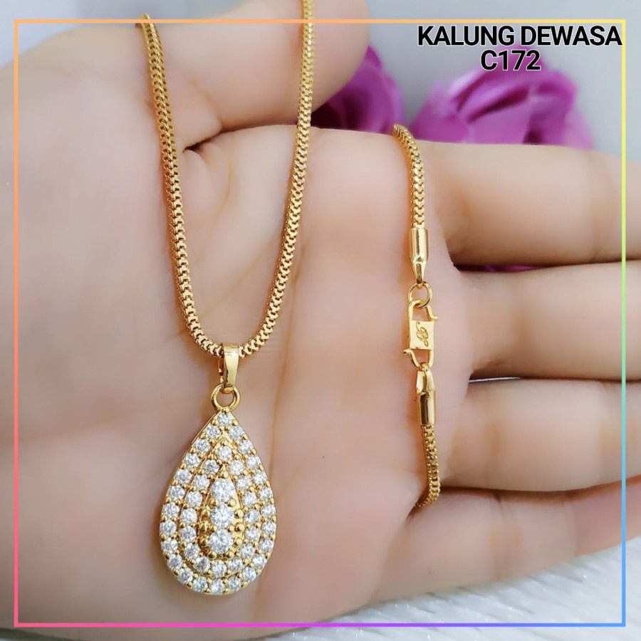 Kalung xuping kalung dewasa rantai milano labu big permata zirqon lapis emas gold C172