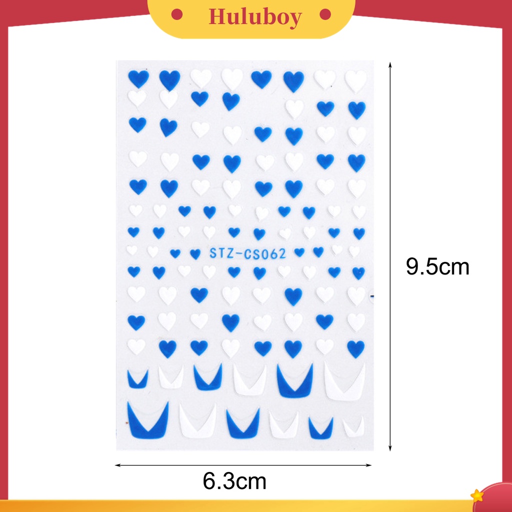 Huluboy Huluboy♡ Stiker Kuku Motif Garis Warna-Warni 3D Untuk Manicure