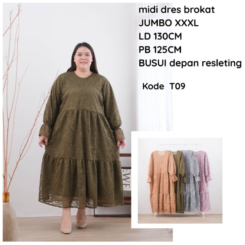 tunik brukat jumbo wanita Ld 130cm