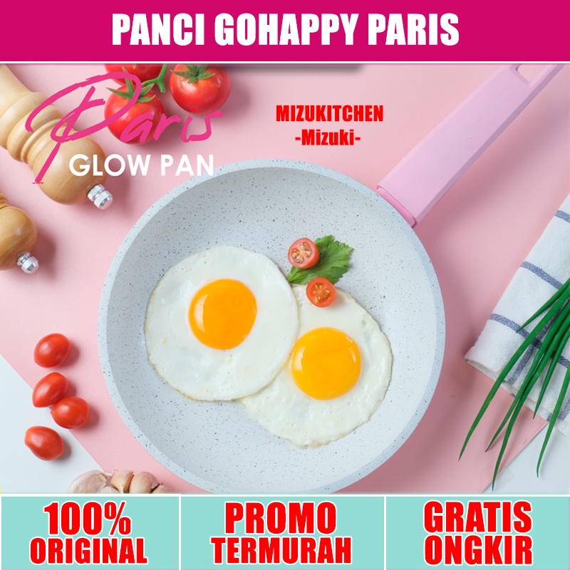 GOHAPPY Panci Fry Pan 20 cm lapisan ceramic marble glowpan GHP05 PINK FRYING PAN Penggorengan Stainless bottom