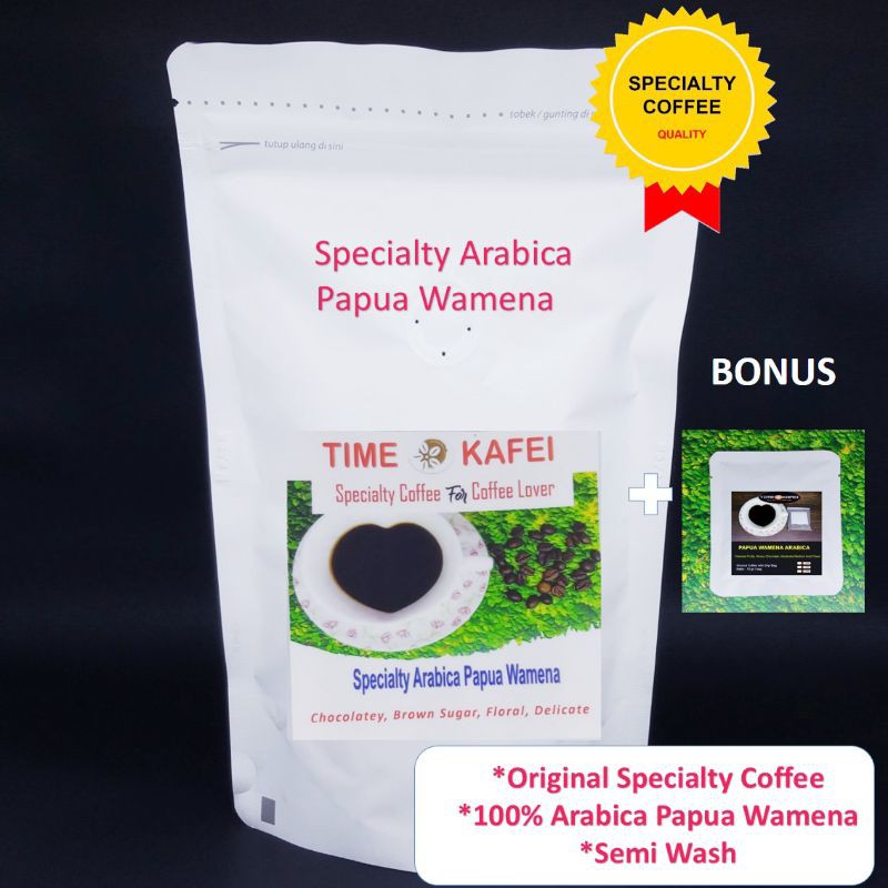 

KOPI PAPUA 100gram SPECIALTY GRADE 1 SEMI WASH BIJI/GILING MEDIUM + BONUS KOPI SPECIALTY 10g