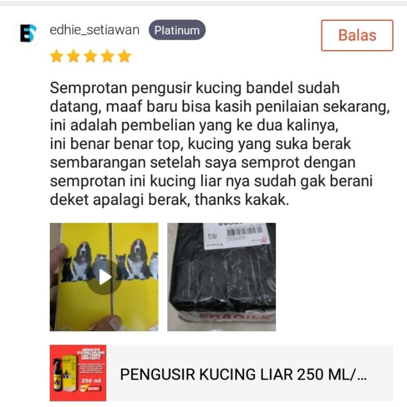 PENGUSIR KUCING LIAR 250 ML/MELATIH KUCING ANJING PELIHARAAN