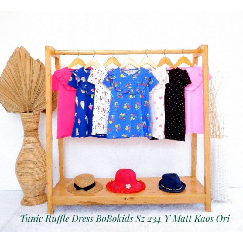 PILIH MOTIF Tunik Ruffle Bobokids Atasan Anak Perempuan Tunic Anak Lucu 2-4 Tahun