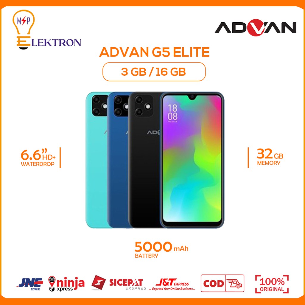 Advan G5 Elite Handphone Terbaru RAM 3GB ROM 16GB Smartphone 4G LTE Rear Camera Battery 3000MAH