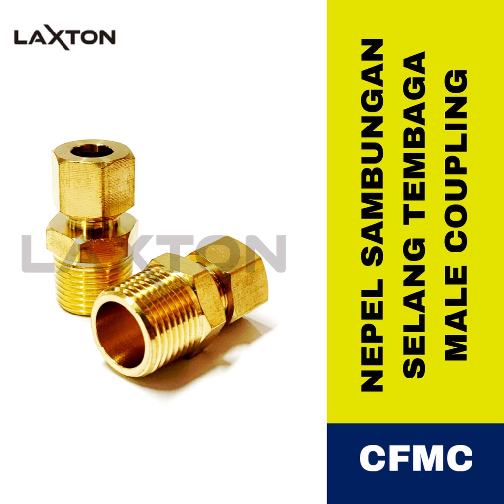 Compression Fitting Nepel Sambungan Selang Tembaga Male Coup 3/8