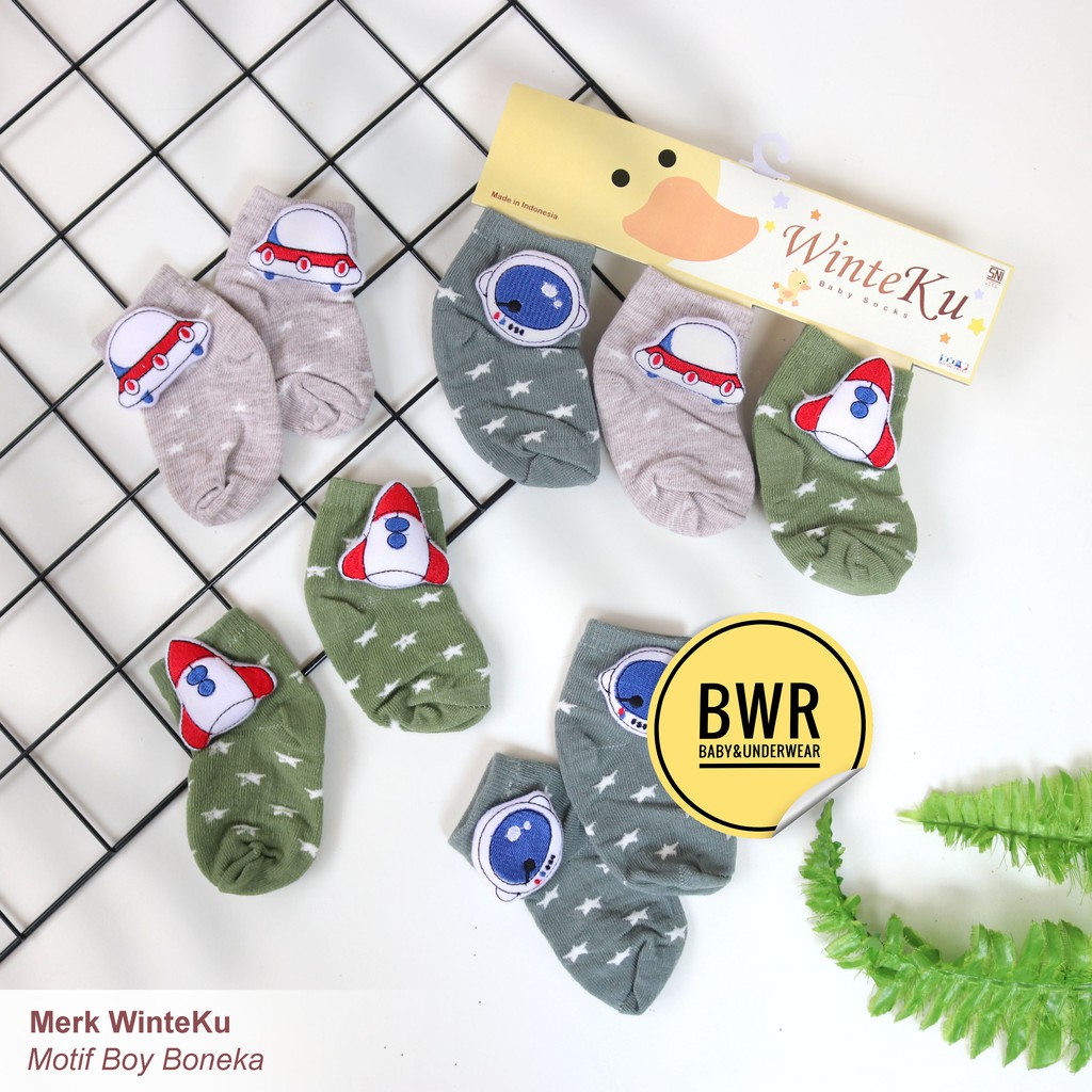 [ 3 Pasang ] Kaos Kaki Winteku BONEKA Lucu | Baby Socks Boy And Girl || Bwr IX